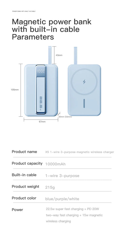 10000mAh Magnetic Wireless Power Bank