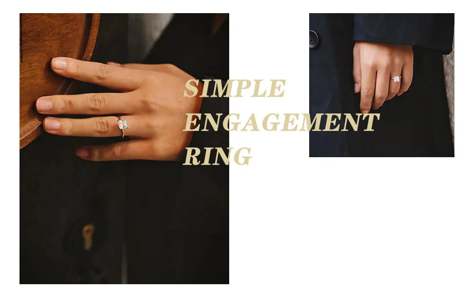 925 Sterling Silver 2CT Square Zircon Engagement Ring