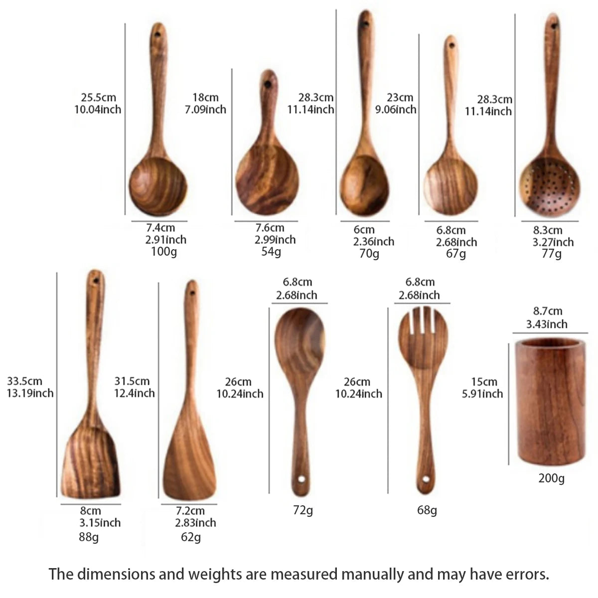 Wooden Kitchen Utensil Set with Storage Holder