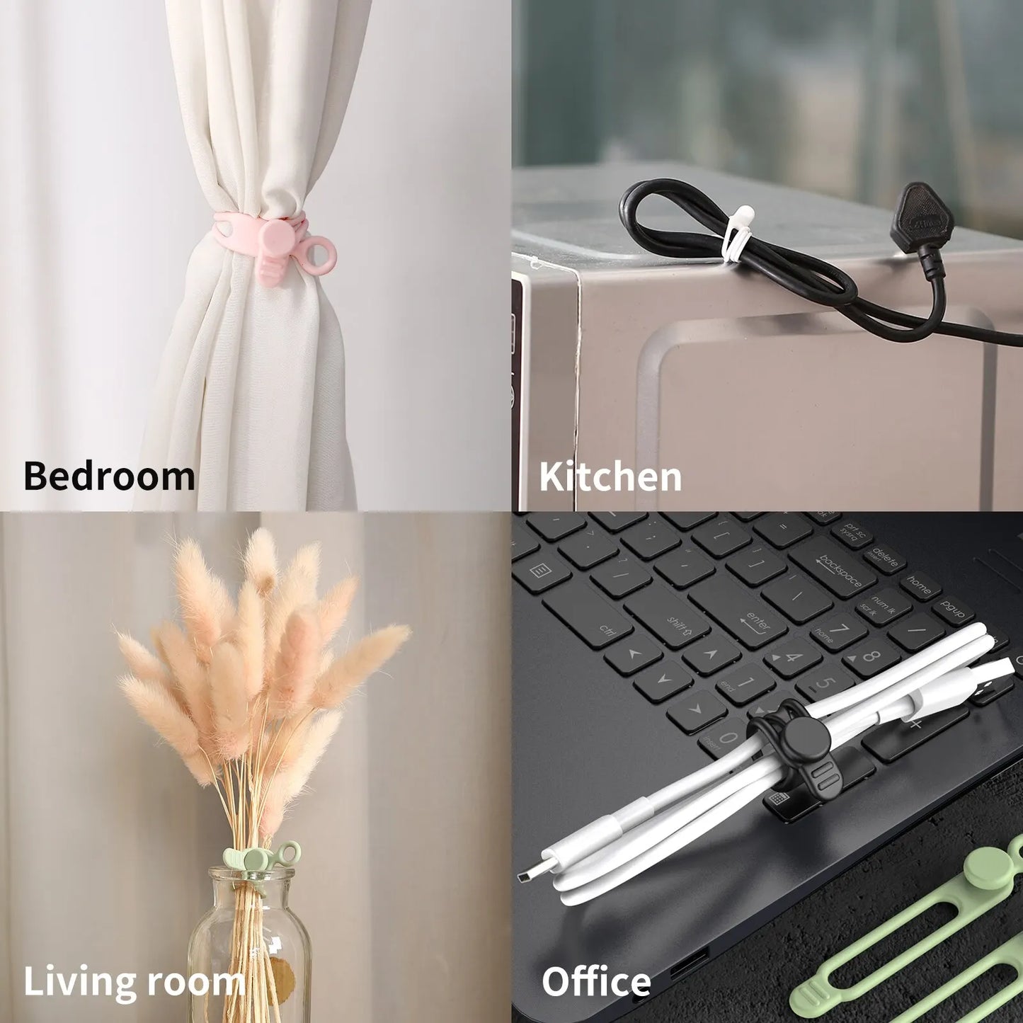 Reusable Silicone Cable Ties for Cord Management & Travel Organization