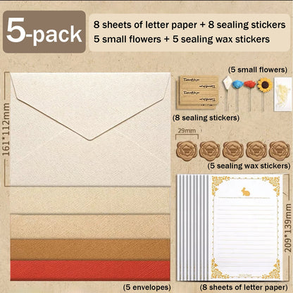 Kraft Paper Envelopes & Letter Sheets with Wax Seal Stickers