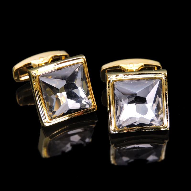 Novelty Luxury Blue White Crystal Cufflinks