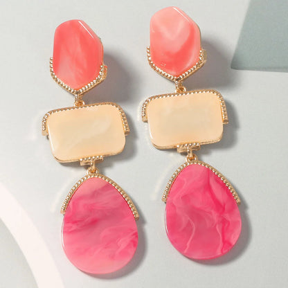 Long Geometric Style Drop Earrings