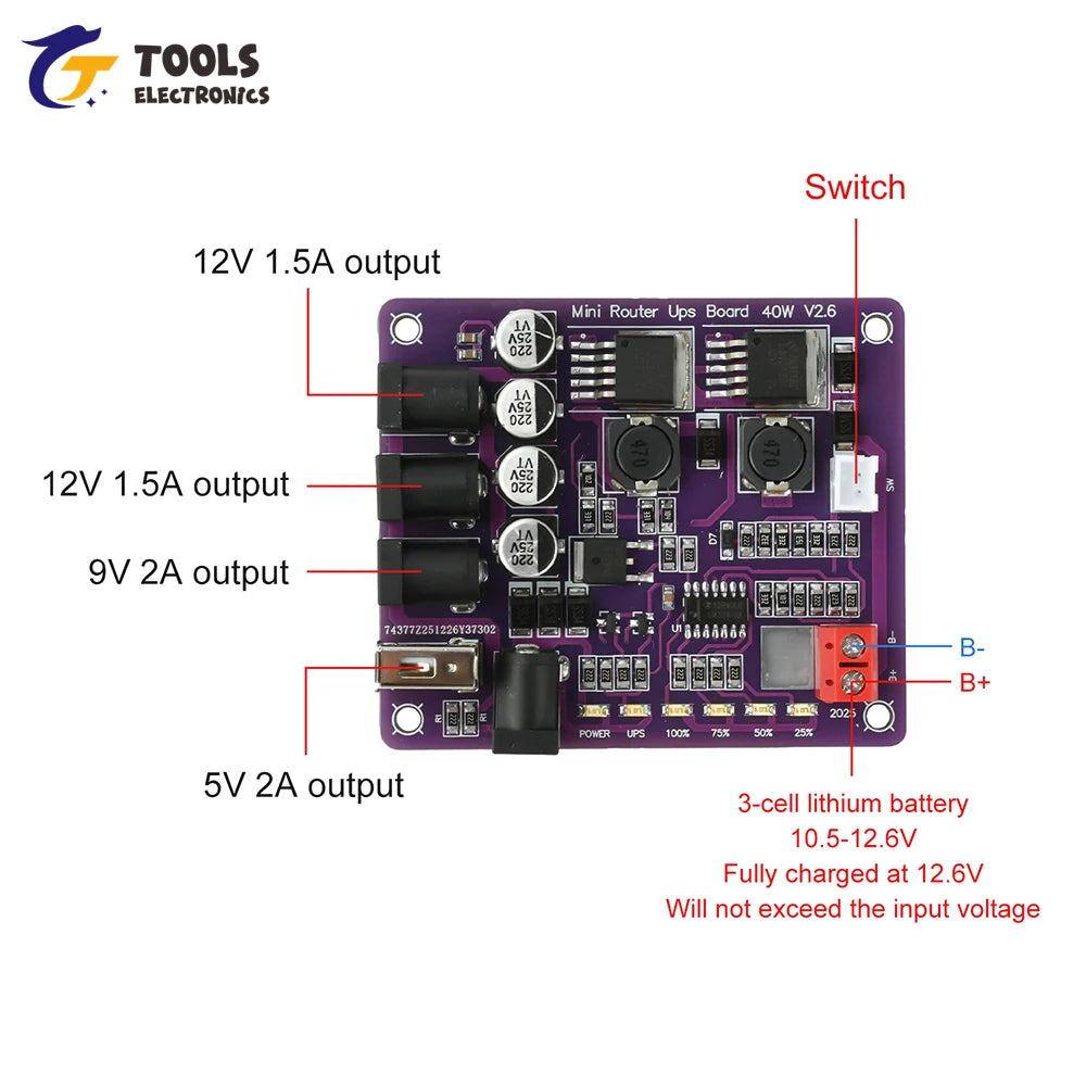 Mini Router UPS Backup Power Supply Board