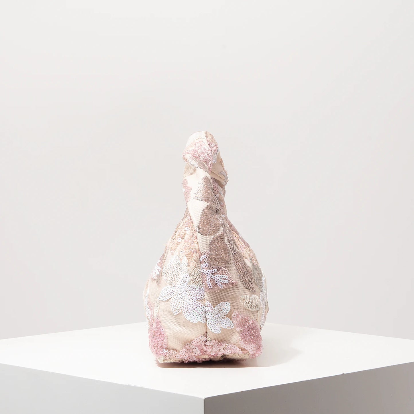 Floral Sequin Half-Moon Evening Bag