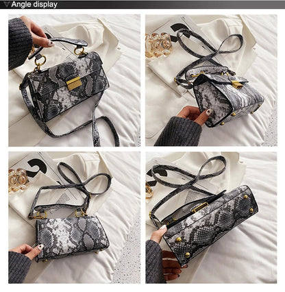 Luxury Snake Pattern Crossbody Shoulder Bag