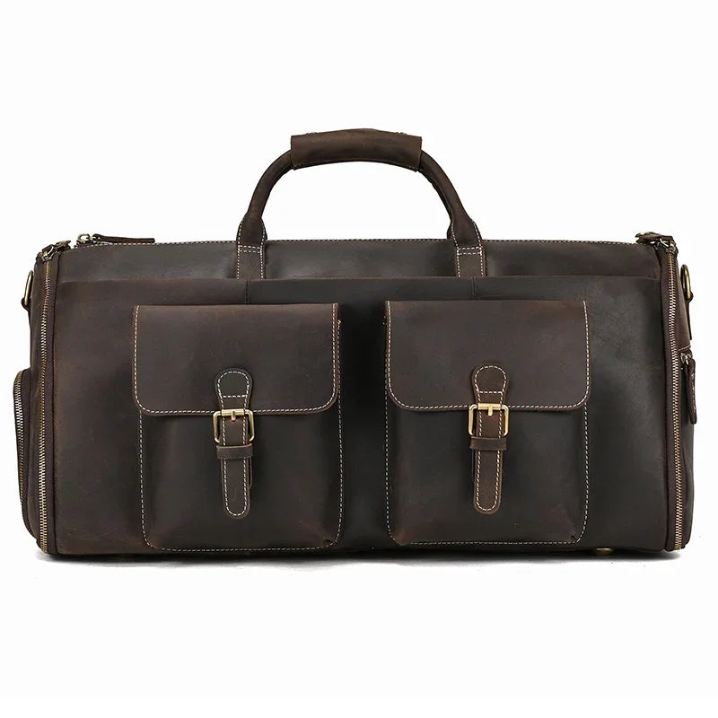 Crazy Horse Leather Travel Bag for Suits