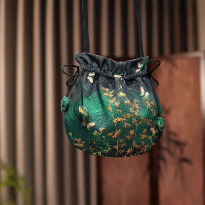 Silk Material Retro Handbags