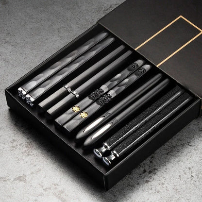 5 Pairs Stainless Steel Non-Slip Chopsticks Set