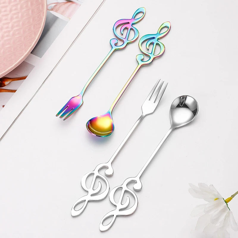 Musical Note Stainless Steel Spoon & Fork Set