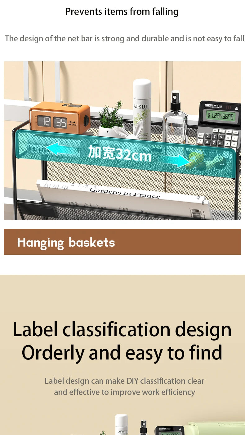 Mesh Desk File Organizer, 5-Tier Vertical Document Tray with Wall Mount Option