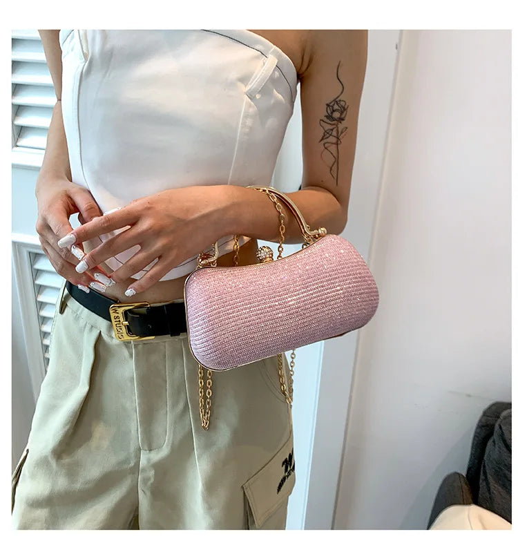 Heart-Shaped Evening Clutch Bag with Chain Strap