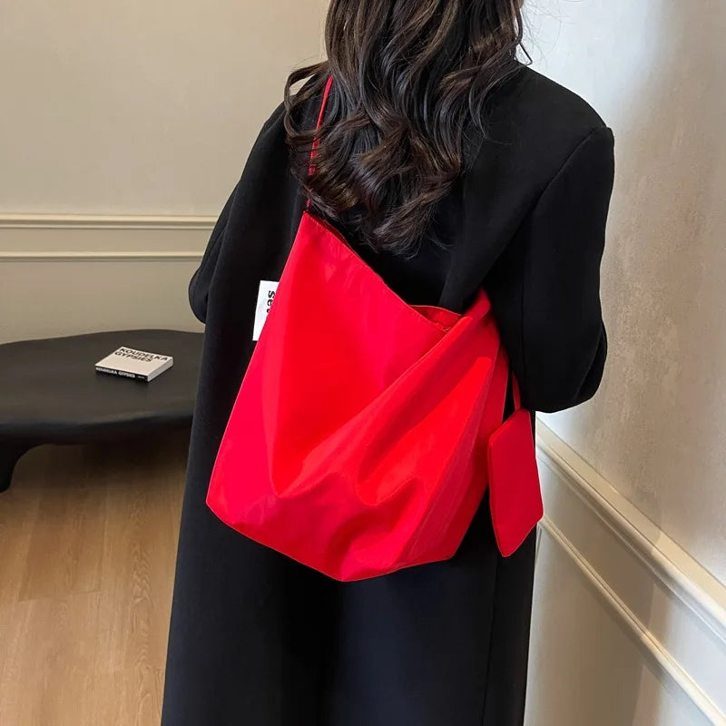 Minimalist Nylon Tote Shoulder Bag