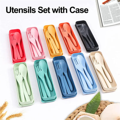 Reusable Wheat Straw Travel Utensils Set with Case