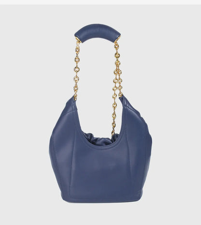 Genuine Leather Cloud Bucket Shoulder Bag