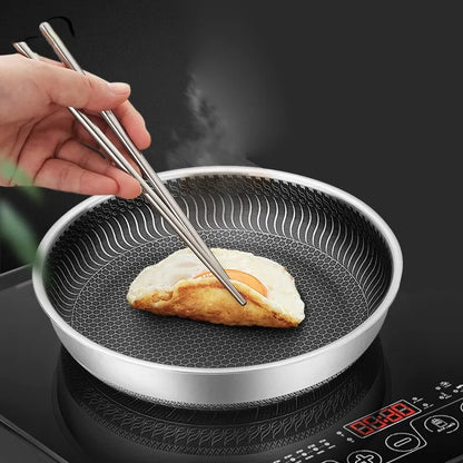 Tri-Ply Stainless Steel Honeycomb Frying Pan