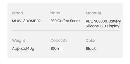 USB Rechargeable Coffee Scale with Stainless Steel Cup