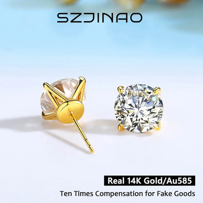 14K Gold Moissanite Stud Earrings