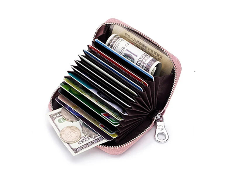 Genuine Cow Leather Zip-Around Wallet with 36 Card Slots
