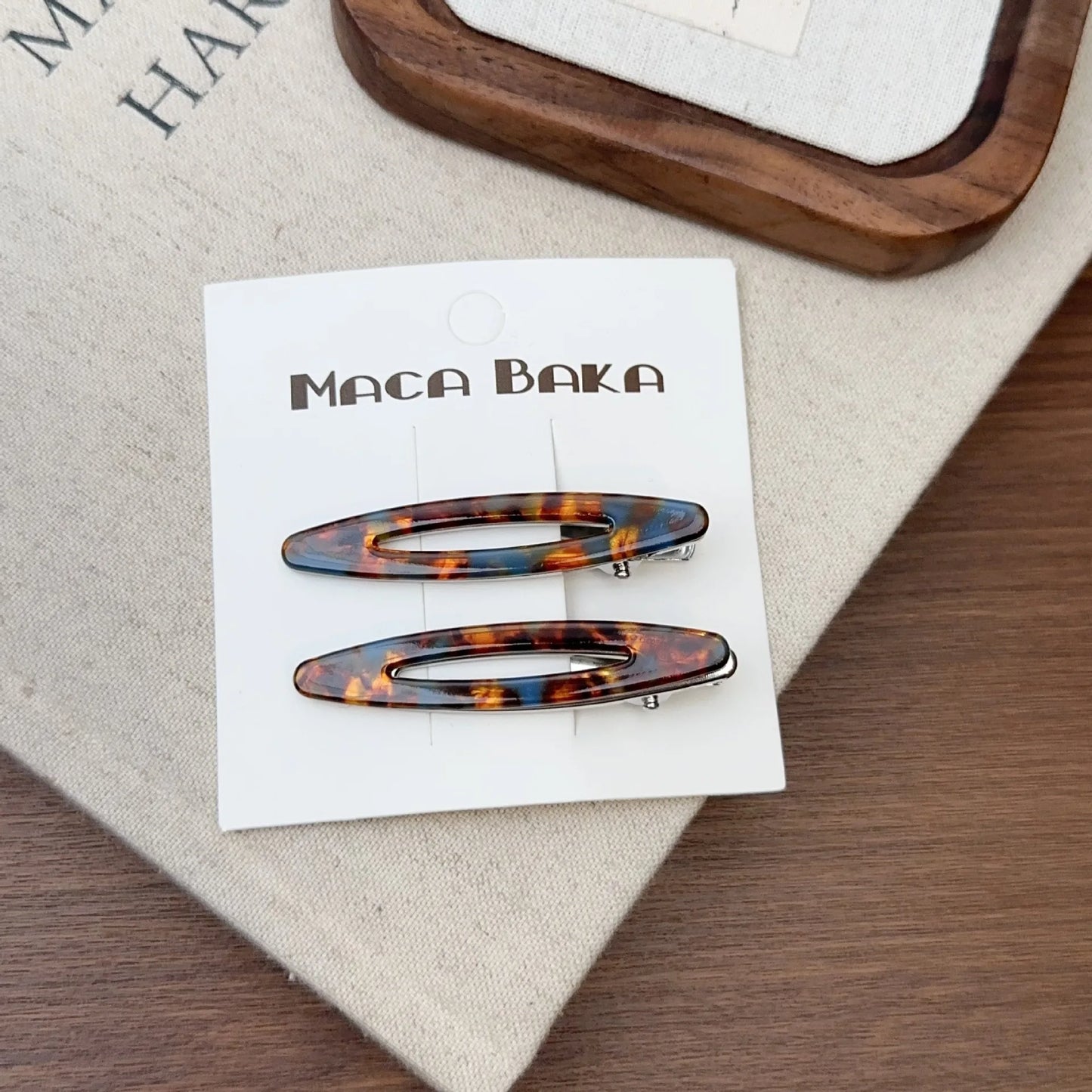 Acetate Hollow Oval Hair Clips Set