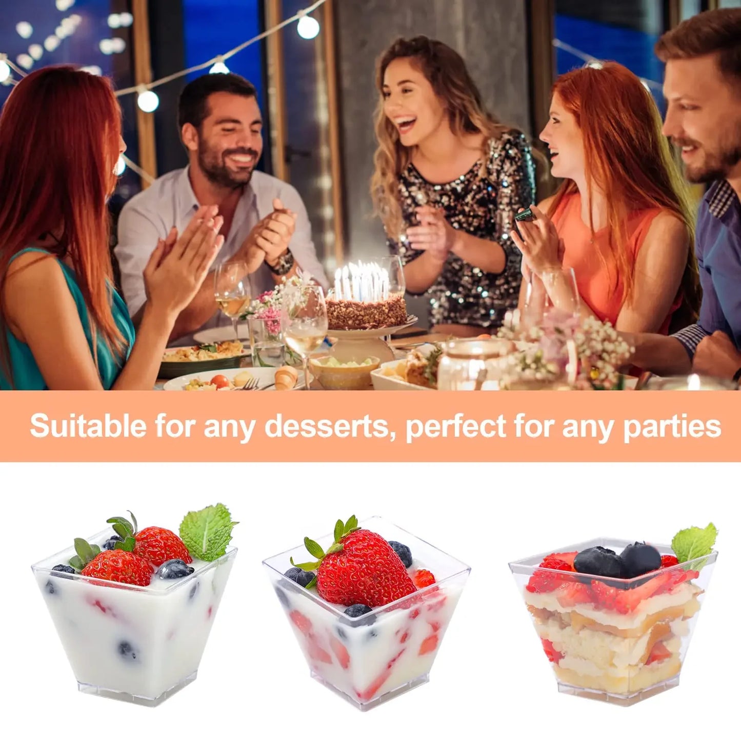 Clear Plastic Dessert Shooter Cups – 2oz Disposable Serving Cups