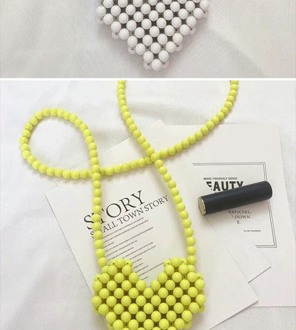 Mini Heart Beaded Crossbody Bag