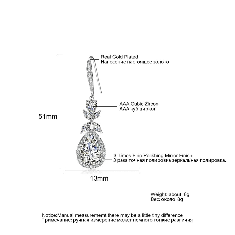 Zakol Elegant Shiny Cubic Zirconia Leaf Tassel Earrings