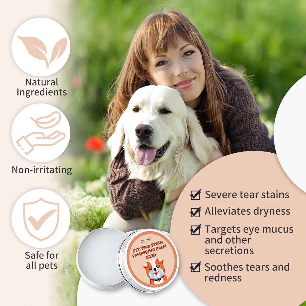Pet Tear Stain Remover Balm with Applicator Brush