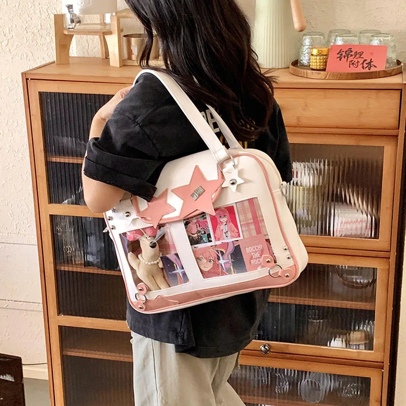 Transparent DIY Ita Shoulder Bag for Pins & Collectibles