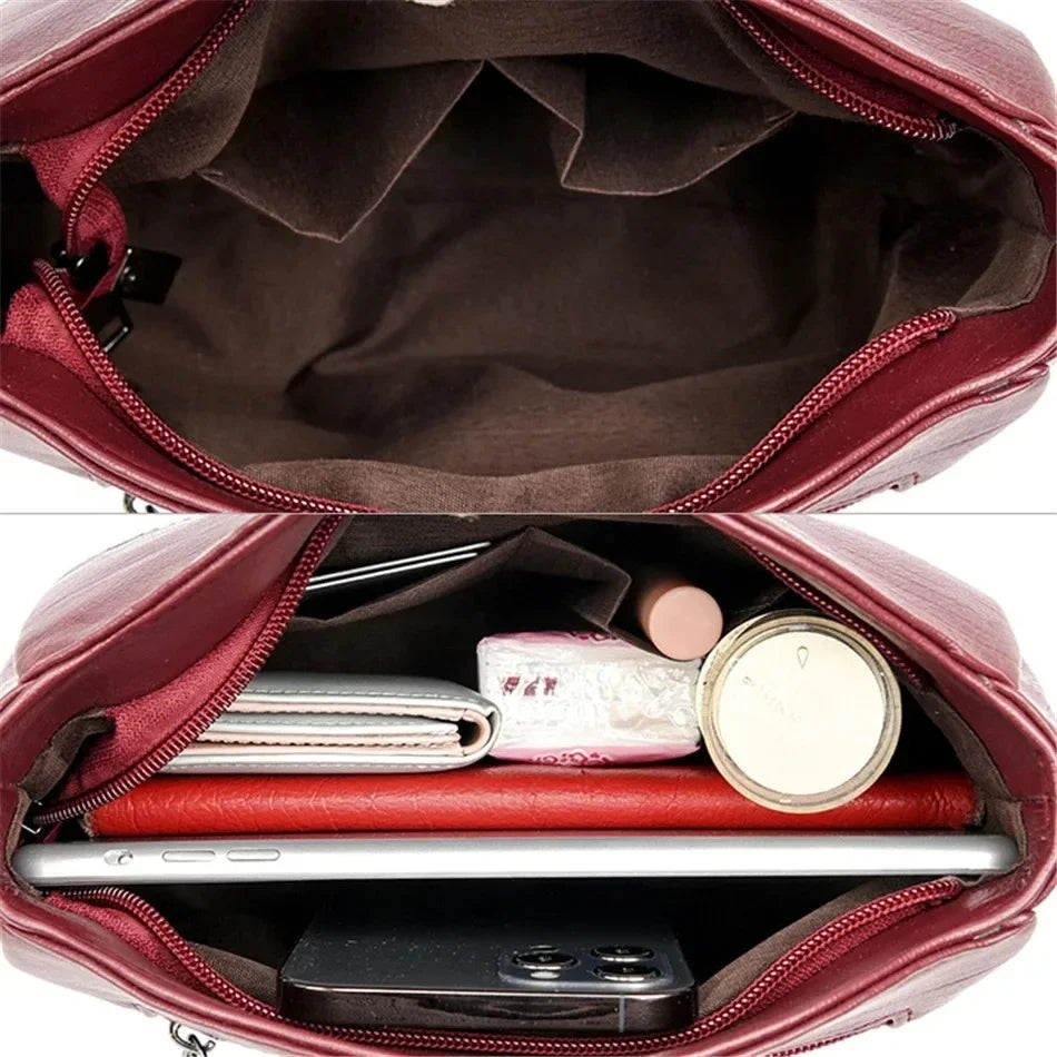 Casual Floral Embossed Leather Crossbody Shoulder Bag