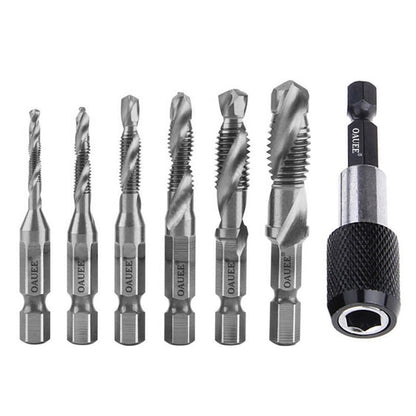 1/2/3/6Pcs Tap Drill Bit Hex Shank Titanium Plated HSS Screw Thread