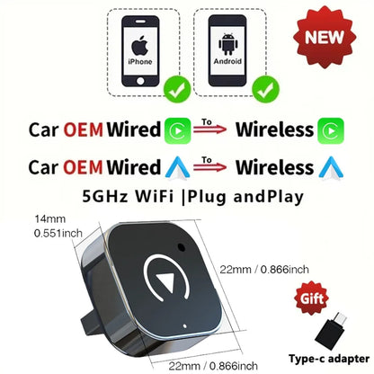 Wireless 2 in1 Carplay Adapter for Android IPhone
