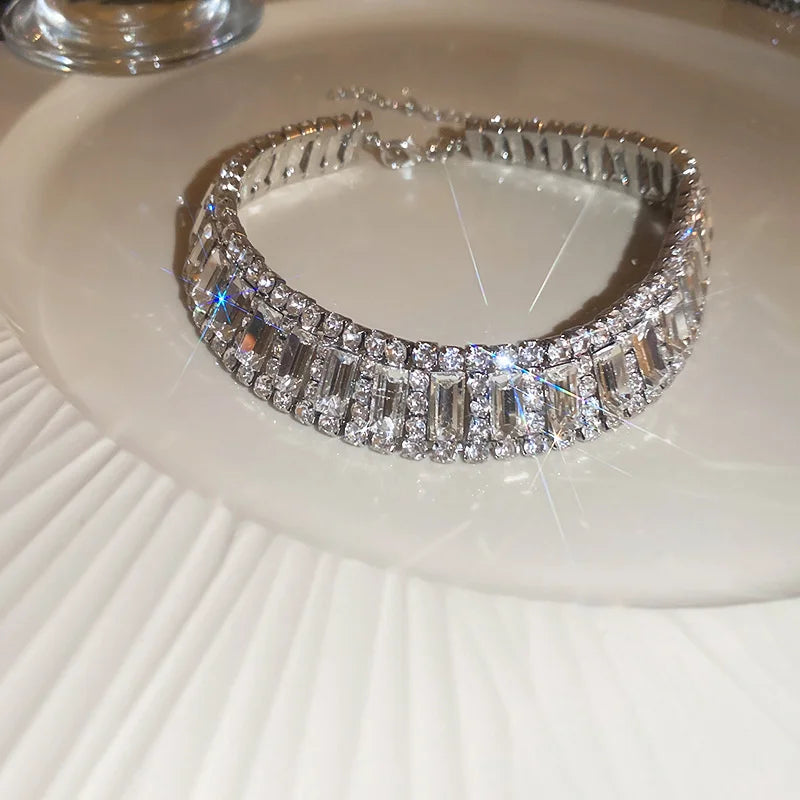 Geometric Crystal Rhinestone Choker Necklace