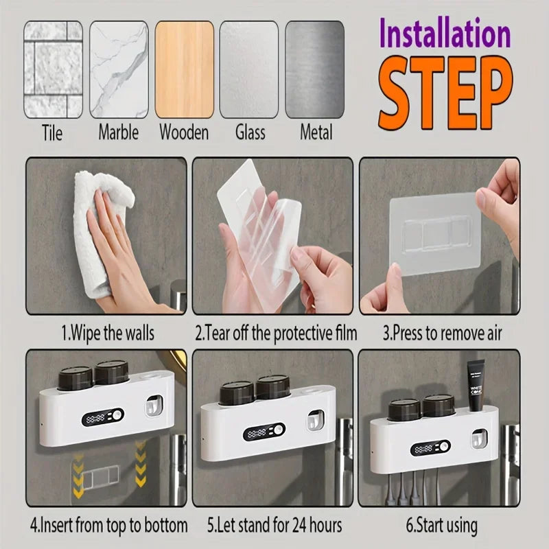 Smart Toothbrush Holder & Toothpaste Dispenser Station