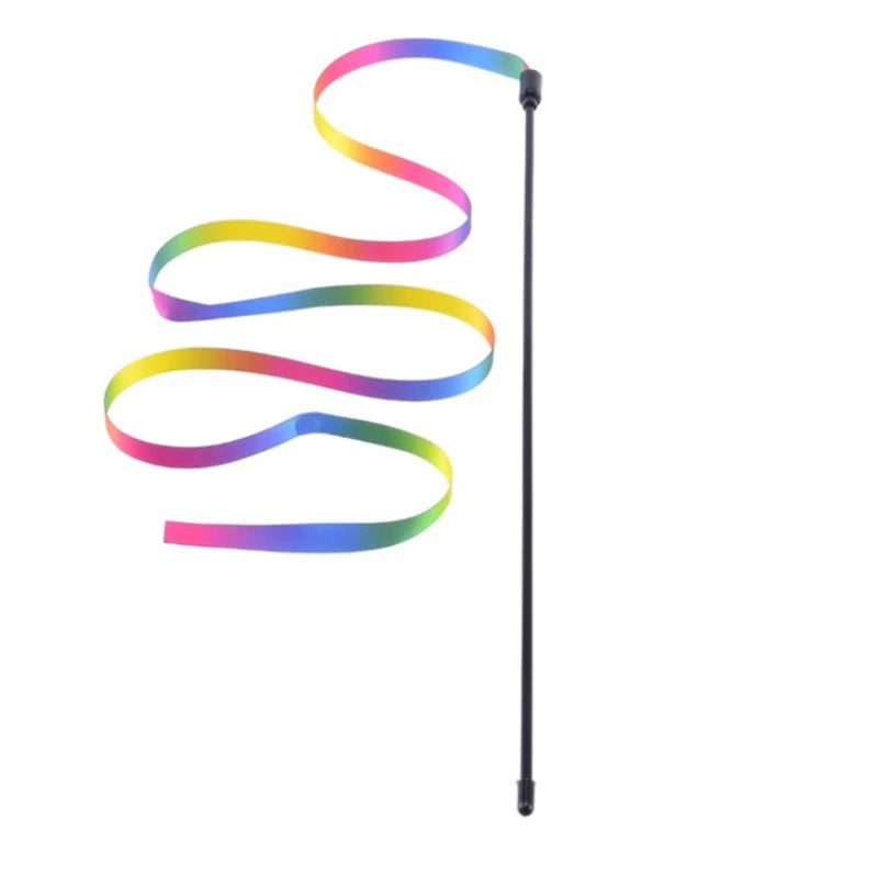 Rainbow Ribbon Cat Teaser Wand