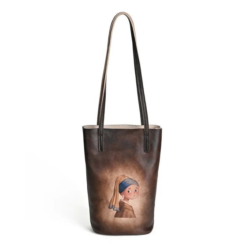 Johnature Genuine Cowhide Leather Shoulder Bag