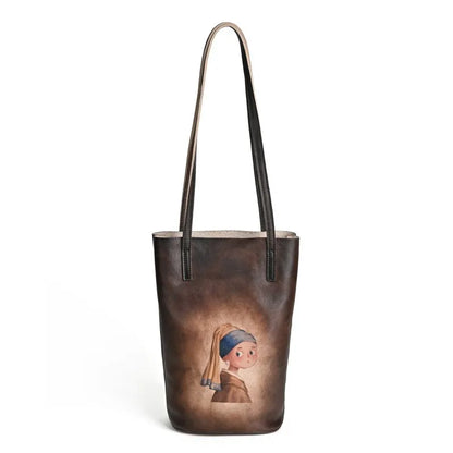 Johnature Genuine Cowhide Leather Shoulder Bag