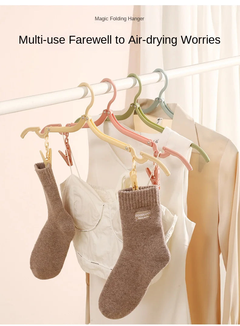 Portable Folding Travel Hanger with Sock Clips