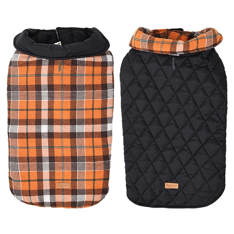 Waterproof Plaid Dog Jacket for Winter