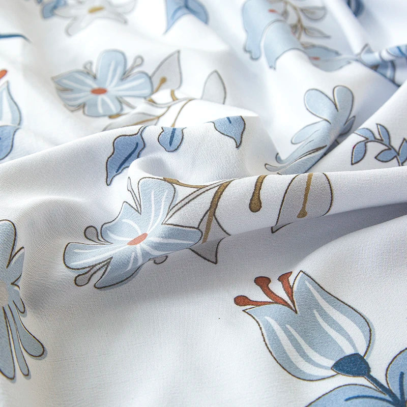 Flower Printed Washed Cotton Duvet Cover