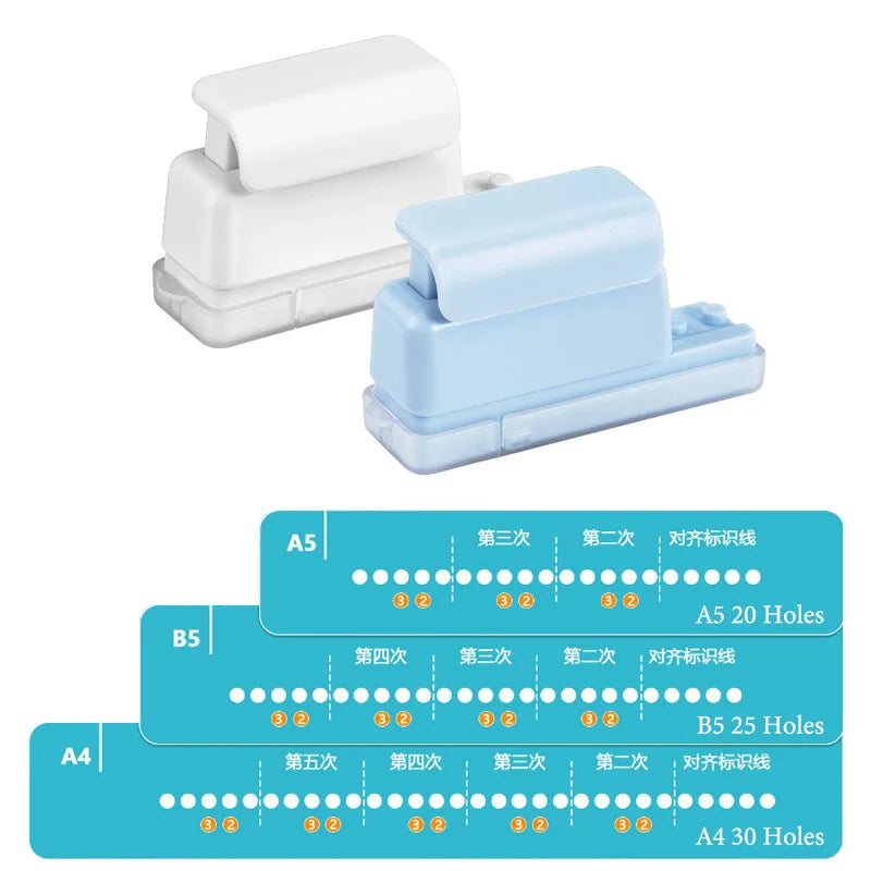 Mini 5-Hole Paper Punch for Loose-Leaf Notebooks