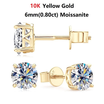 14K Gold Moissanite Screw Back Earrings