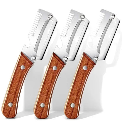 3-in-1 Stainless Steel Vegetable & Fruit Peeler with Oak Handle