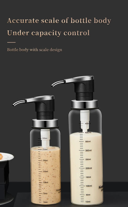 Glass Pump Sauce Dispenser Bottle