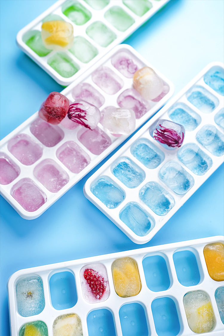 14-Grid Silicone Ice Cube Tray with Lid