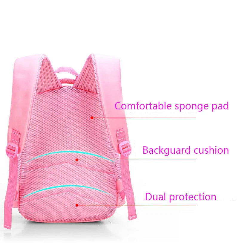 Pink Cat Bowknot Kids School Backpack