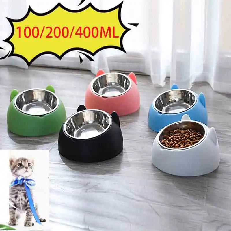 15° Tilted Stainless Steel Pet Feeding Bowl