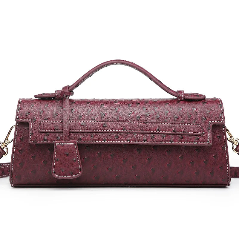 Ostrich Print PU Leather Shoulder Bag