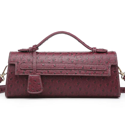 Ostrich Print PU Leather Shoulder Bag