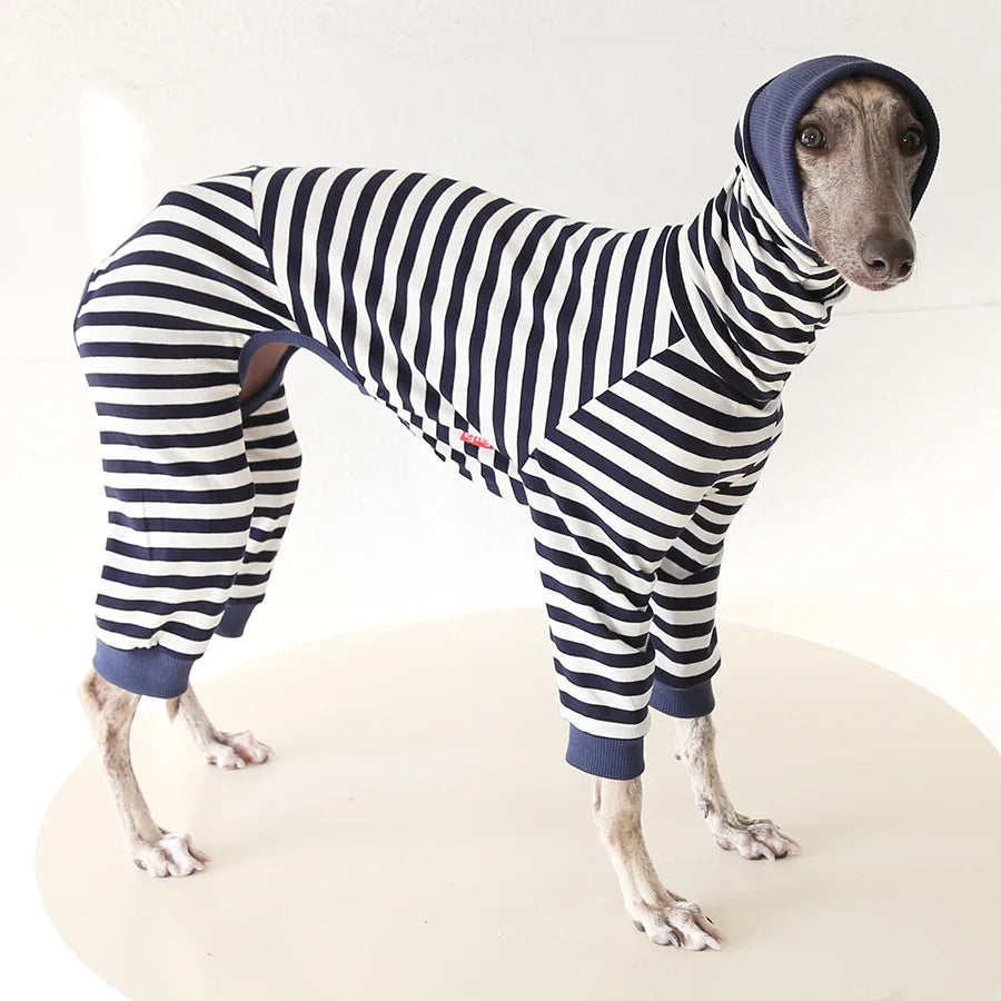 Striped Cotton Dog Pajamas for Italian Greyhounds & Whippets